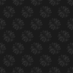 Dark floral seamless pattern on black background