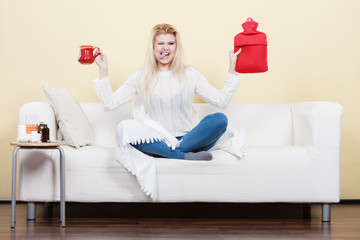 Woman showing ways to get rid of fever