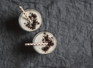 Vegetarian coconut milk banana smoothie. Healthy drink