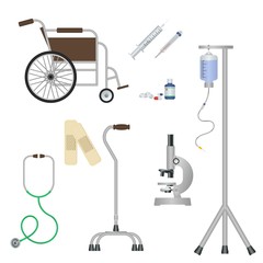 Medical Equipment Vector Illustration Icons Collection Set for Healthcare Related Design