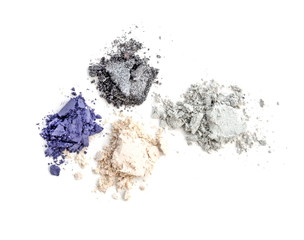 Eyeshadow in blue and silver isolated on white background