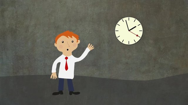 Time moving fast and stressed business man. Animated character with flat design. Concept of deadline, stress and pressure.