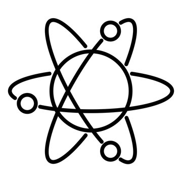 atom icon with orbits the nucleus and electrons rotating of vector illustration