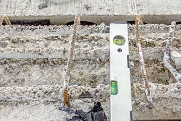 Bubble level tool at building site