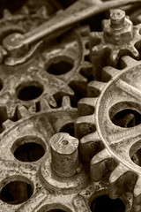 rusted mechanical gears and cogwheels