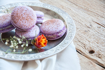 Macaron cookies in a plate