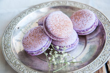 Macaron cookies in a plate