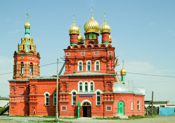 Fototapeta na wymiar Temple for sake of Saint Nikolay Chudotvorts. Kulakovo. Tyumen region. Russia
