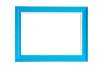 Blue blank frame isolated on white background.