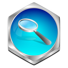 magnifying glass button - 3D illustration