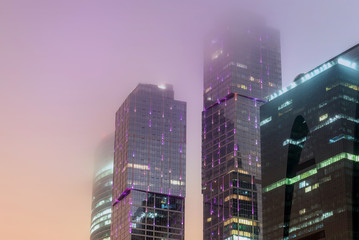 modern office building night fog