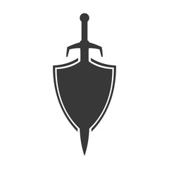 Abstract vector icon - shield and sword.