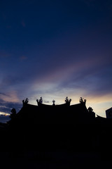 Fototapeta na wymiar Silhouette of temple roof