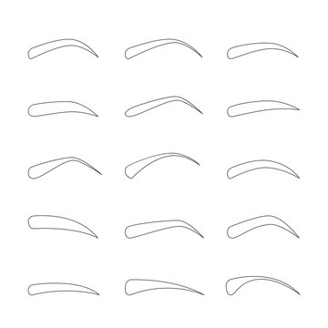 Set Of Outline Eyebrows In Different Shapes And Types, Pattern, Beauty, Facial, Fashion, Form