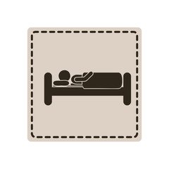 emblem sticker bed and person sleeping, vector illustraction design image