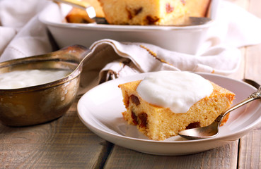 Cottage cheese cake pudding  with fruits