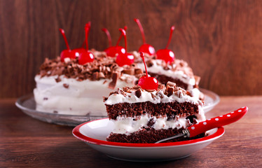 Black forest cake - chocolate base with cherry and cream