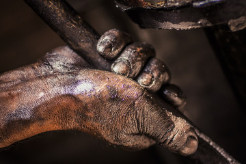 Grease on hands
