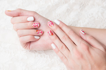 Nail art with lace - 139303705