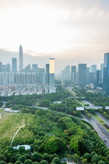 Fototapeta premium urban traffic with cityscape in Hong Kong,China.