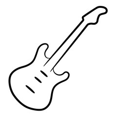 Electric guitar black contour lines on the white background vector illustration