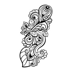 Decorative art flowers. Zentangle floral pattern. Hand-drawn design element. 
