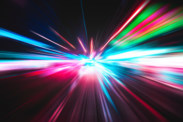 Obraz premium City street light radial blur background