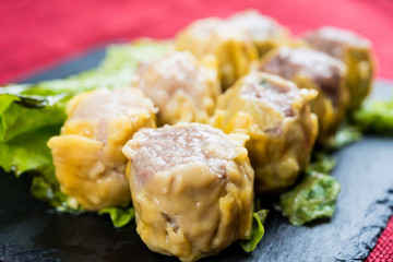 Chinese food dim sum on plate