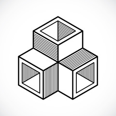 3D design, abstract vector dimensional cube shape.