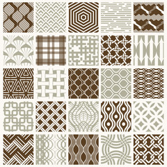 Graphic ornamental tiles collection, set of vector repeated patterns. 25 vintage art abstract textures can be used as wallpapers.