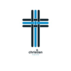 Obraz premium Christian Cross true belief vector religion symbol, Christianity Jesus icon.