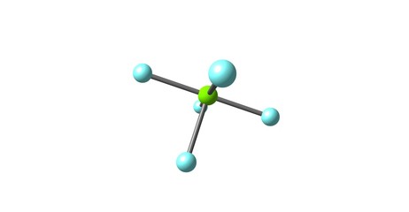 Chlorine pentafluoride molecular structure isolated on white