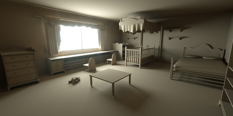 Children's room, 3d render
