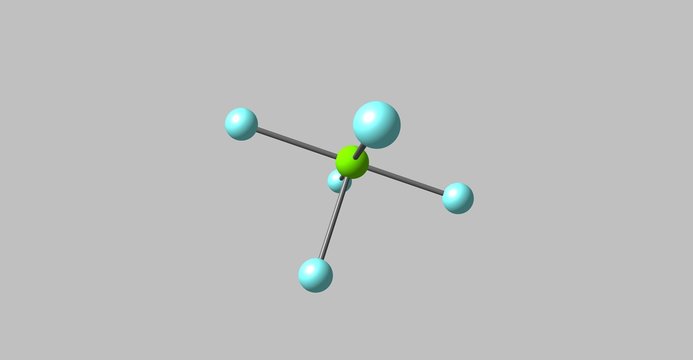 Chlorine pentafluoride molecular structure isolated on grey