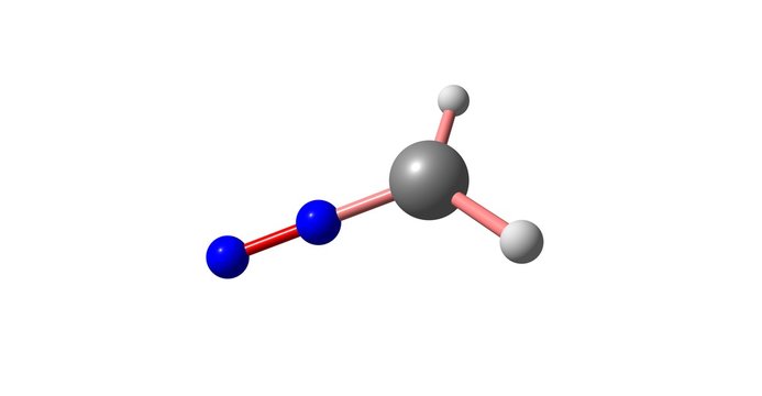 Diazomethane molecular structure isolated on white