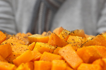 Slices of pumpkin baked