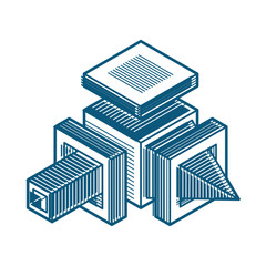 Abstract vector isometric dimensional shape made using geometric figures.
