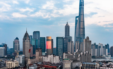 Shanghai skyline with residential district in China.