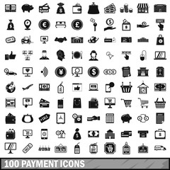 100 payment icons set in simple style