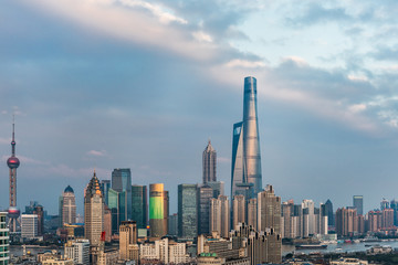 Shanghai skyline with residential district in China.