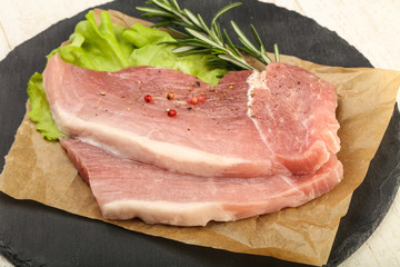 Raw pork steak