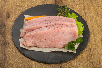 Raw turkey steak
