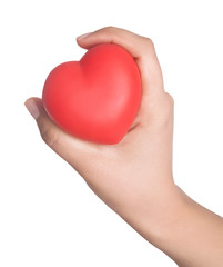 Obraz premium hands holding sweet little heart isolated on white background.