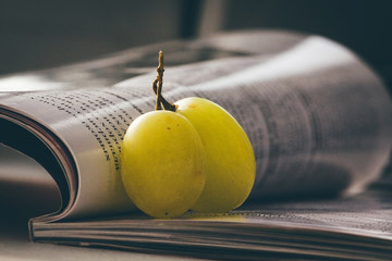 grapes in the open journal