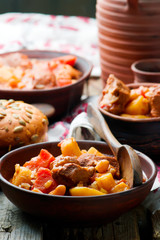 Hungarian Cholent Slow Cooker Beef-Stew.rustic style.