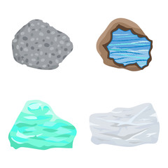 Collectionof semi precious gemstones vector stones and mineral colorful shiny jewelry material agate geology crystal isolated on white background.