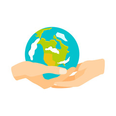 Globe earth in hand icon vector illustration.