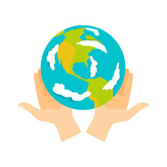 Globe earth in hand icon vector illustration.