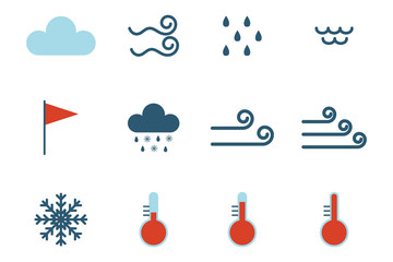 Set of climate forecast weather icons vector.
