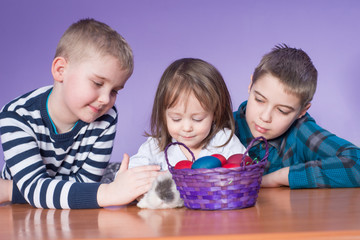 Happy kids playing on Easter